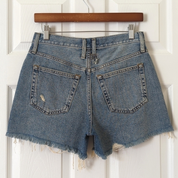 We The Free Relaxed Medium Wash High Waisted Button Fly Cut Off Jean Shorts 26 - Picture 10 of 11